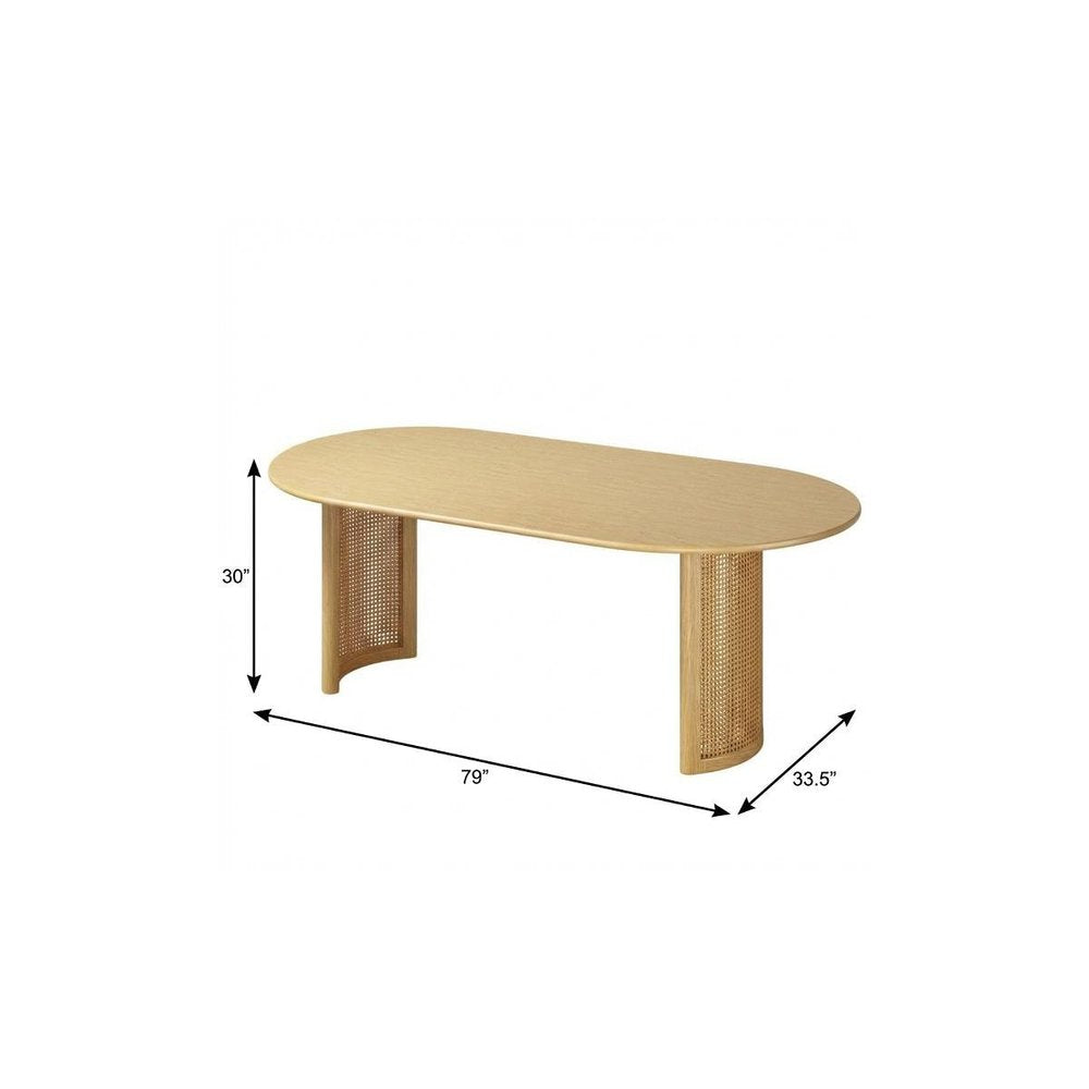 79" Natural Solid Wood Double Pedestal Base Oval Dining Table HomeRoots