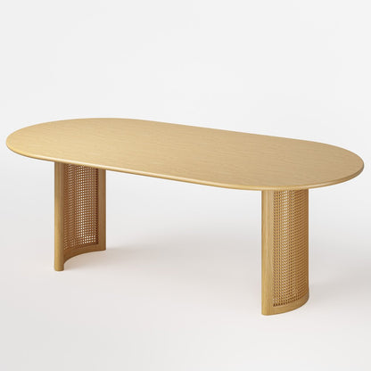 79" Natural Solid Wood Double Pedestal Base Oval Dining Table HomeRoots