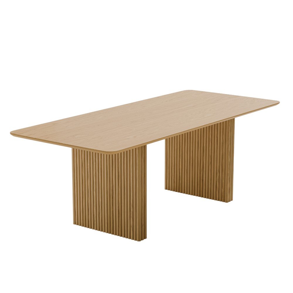 79" Natural Solid Wood Double Pedestal Base Dining Table HomeRoots