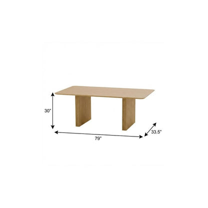 79" Natural Solid Wood Double Pedestal Base Dining Table HomeRoots