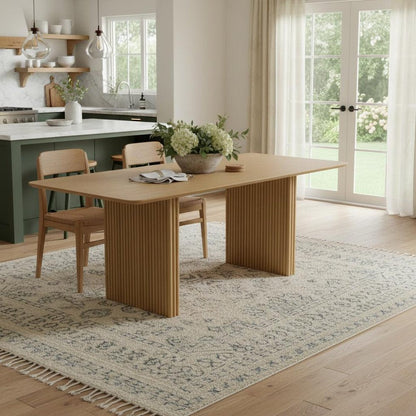 79" Natural Solid Wood Double Pedestal Base Dining Table HomeRoots