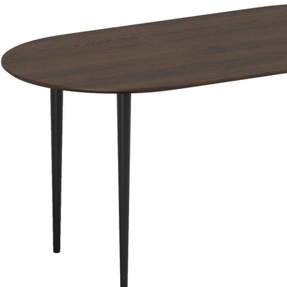 67" Walnut and Black Solid Wood Oval Dining Table HomeRoots