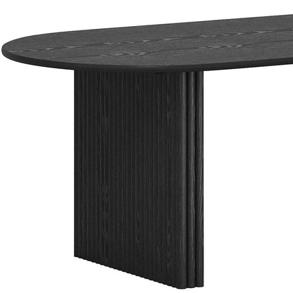 79" Black Solid Wood Double Pedestal Base Oval Dining Table HomeRoots