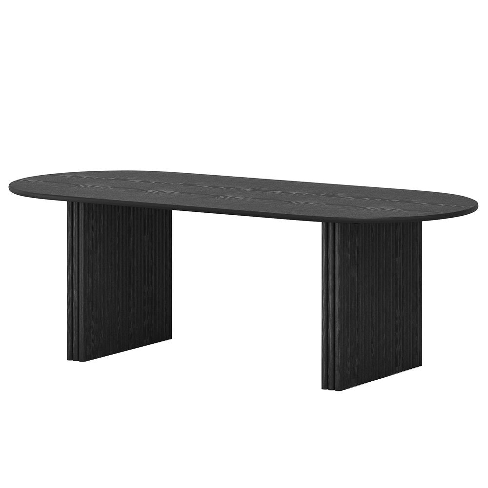 79" Black Solid Wood Double Pedestal Base Oval Dining Table HomeRoots