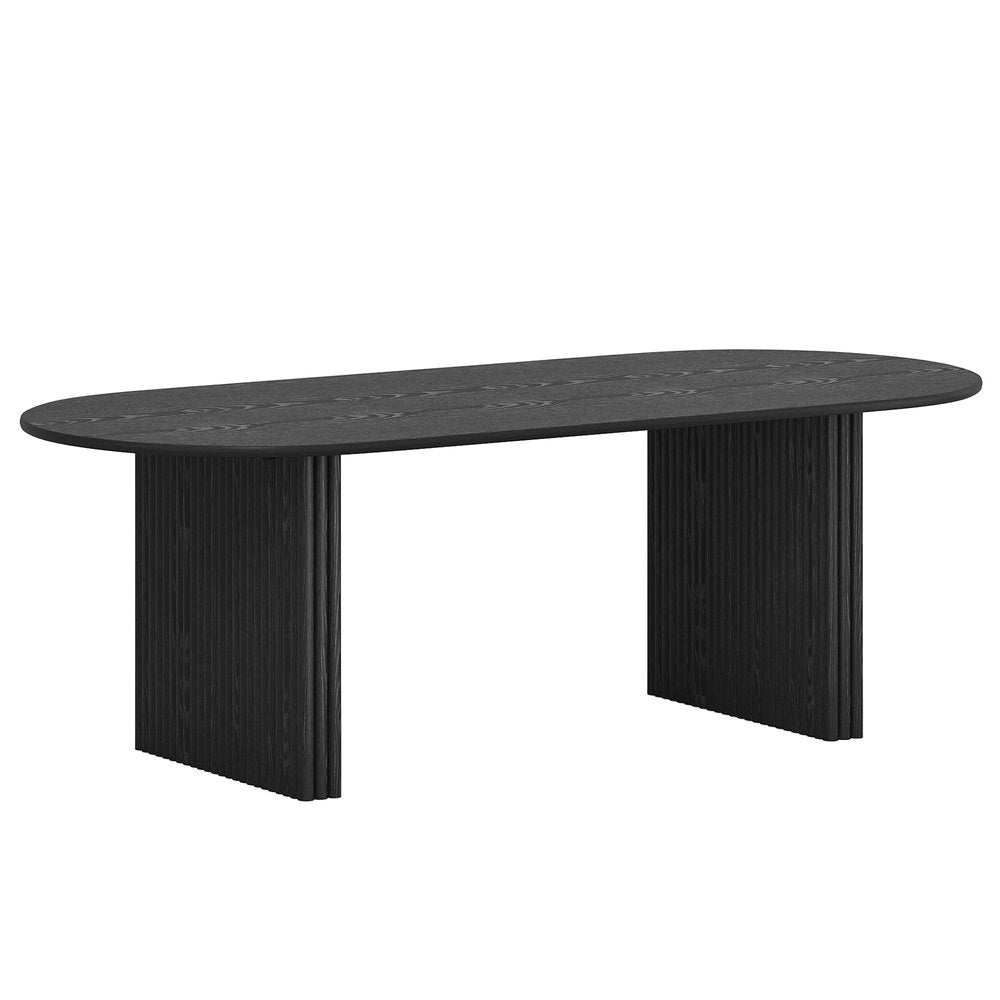 79" Black Solid Wood Double Pedestal Base Oval Dining Table HomeRoots