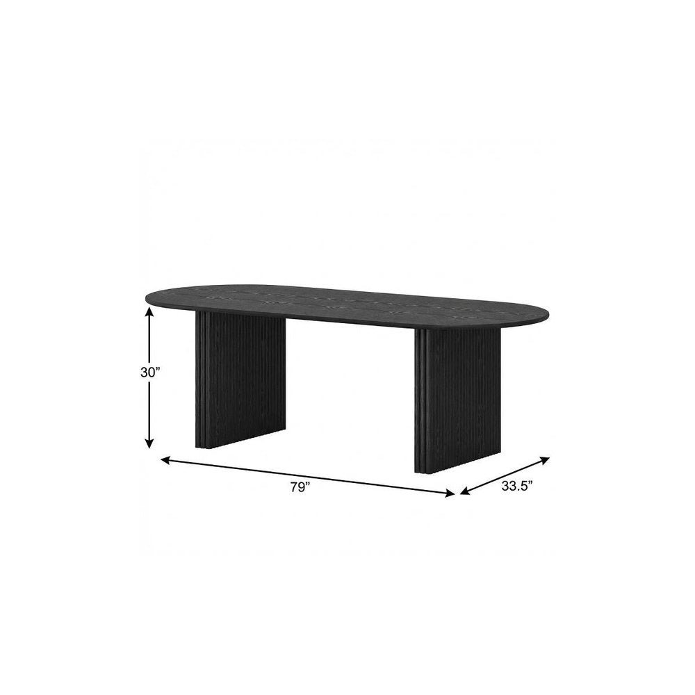 79" Black Solid Wood Double Pedestal Base Oval Dining Table HomeRoots