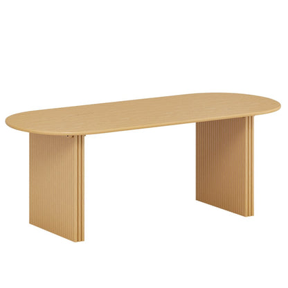 79" Natural Solid Wood Double Pedestal Base Oval Dining Table HomeRoots