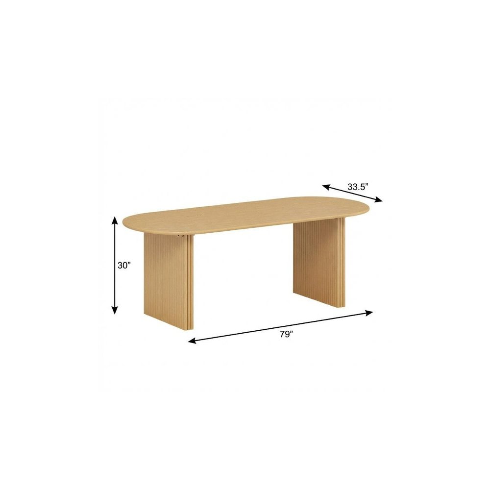79" Natural Solid Wood Double Pedestal Base Oval Dining Table HomeRoots