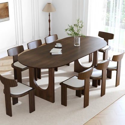 79" Walnut Solid Wood Geo Double Pedestal Base Oval Dining Table HomeRoots