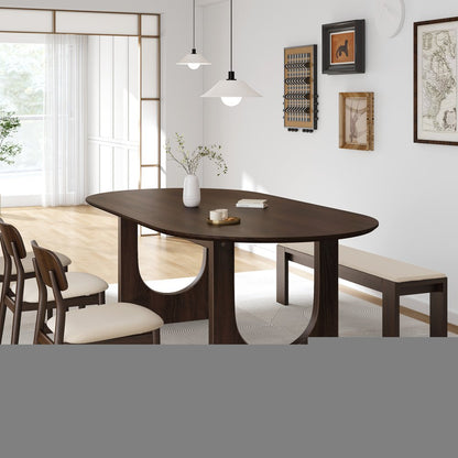 79" Walnut Solid Wood Geo Double Pedestal Base Oval Dining Table HomeRoots