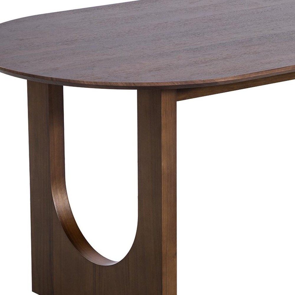 79" Walnut Solid Wood Geo Double Pedestal Base Oval Dining Table HomeRoots