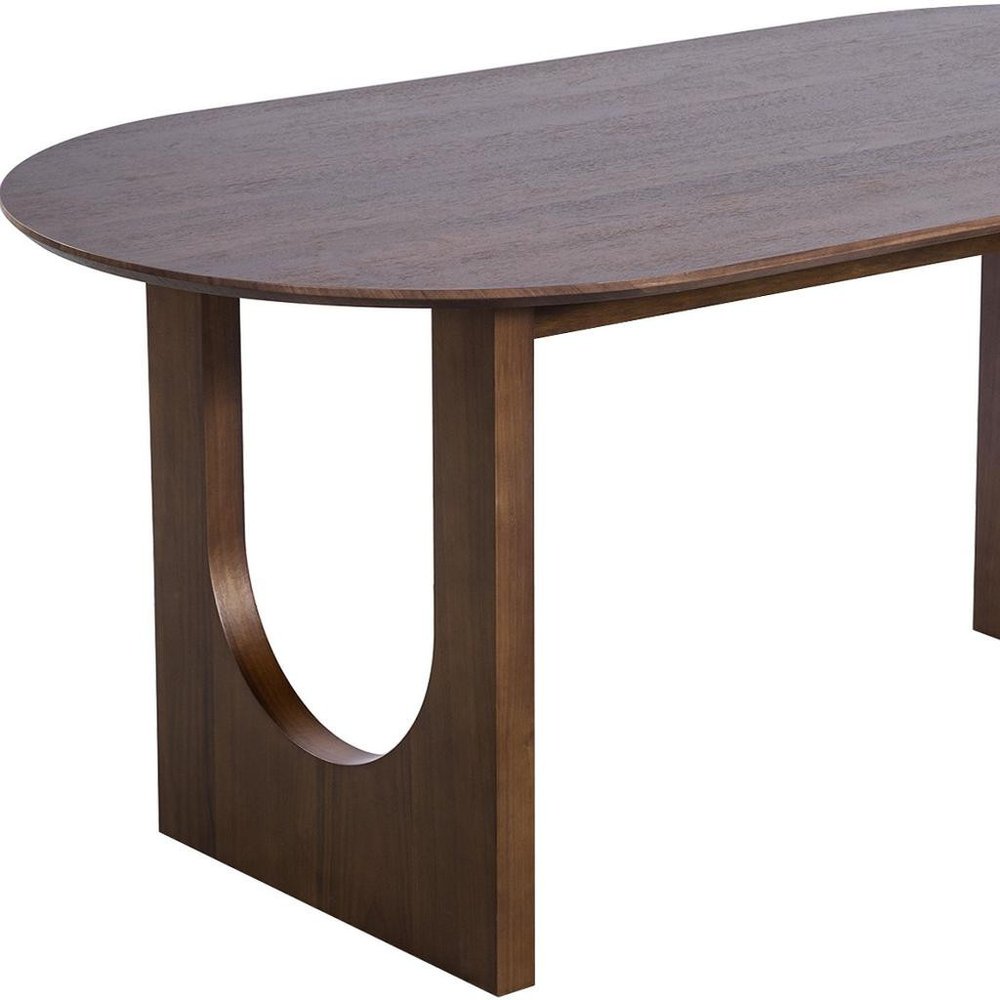 79" Walnut Solid Wood Geo Double Pedestal Base Oval Dining Table HomeRoots