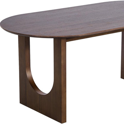 79" Walnut Solid Wood Geo Double Pedestal Base Oval Dining Table HomeRoots