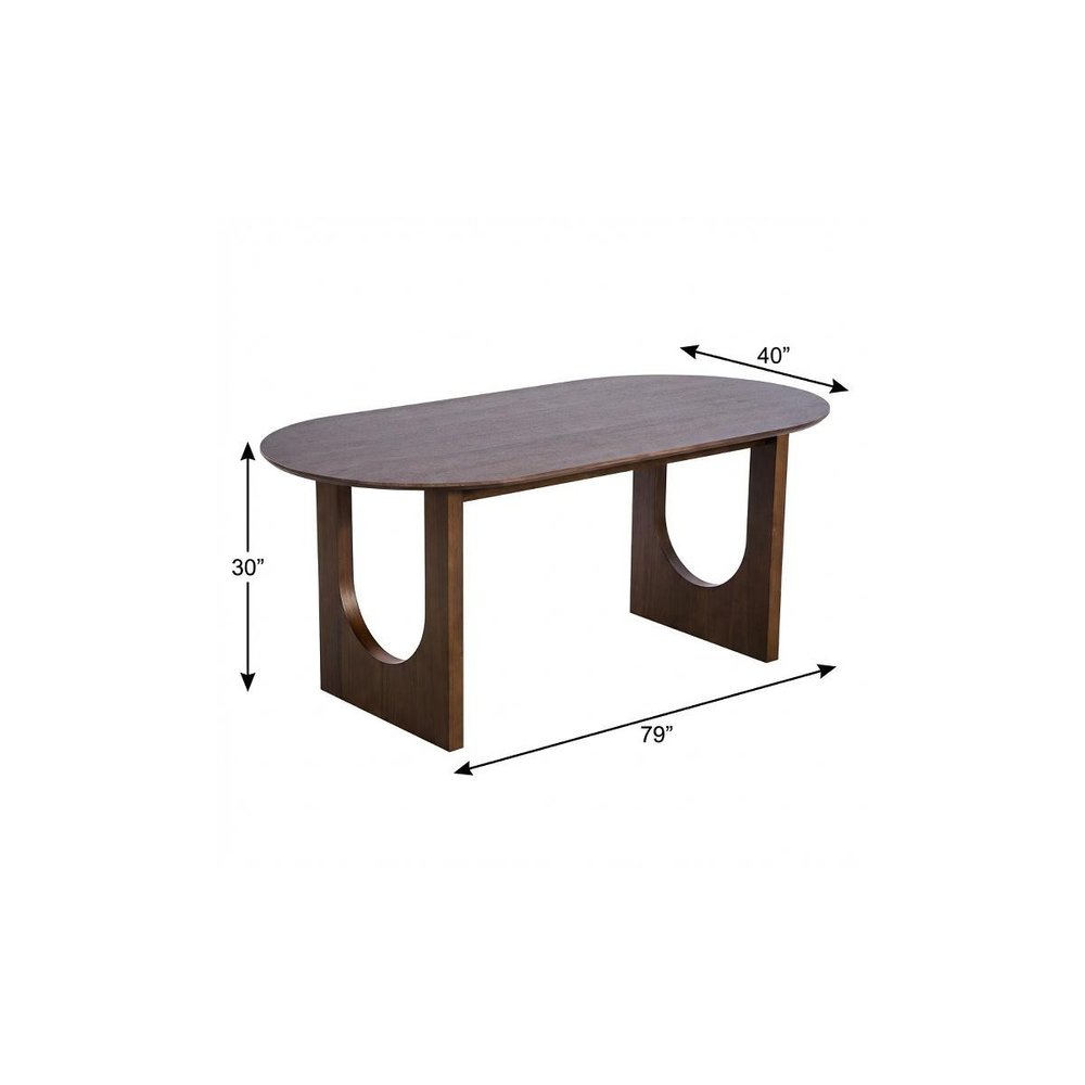 79" Walnut Solid Wood Geo Double Pedestal Base Oval Dining Table HomeRoots