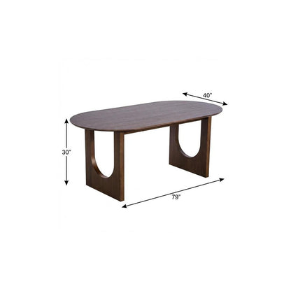79" Walnut Solid Wood Geo Double Pedestal Base Oval Dining Table HomeRoots
