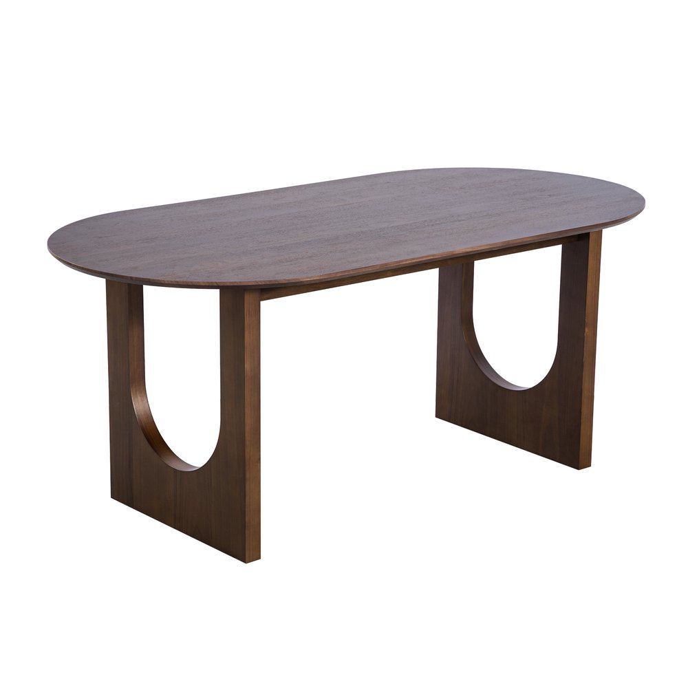79" Walnut Solid Wood Geo Double Pedestal Base Oval Dining Table HomeRoots