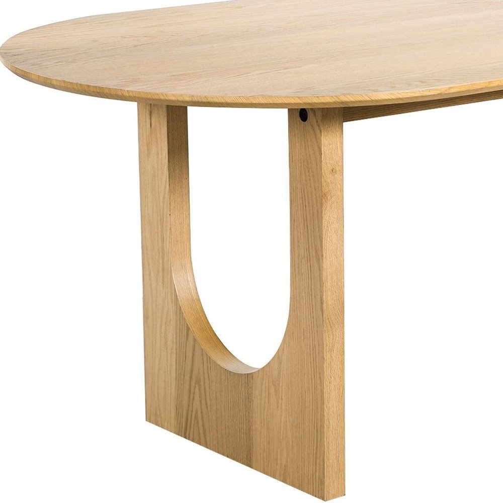 79" Natural Solid Wood Double Pedestal Base Oval Dining Table HomeRoots