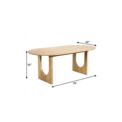 79" Natural Solid Wood Double Pedestal Base Oval Dining Table HomeRoots