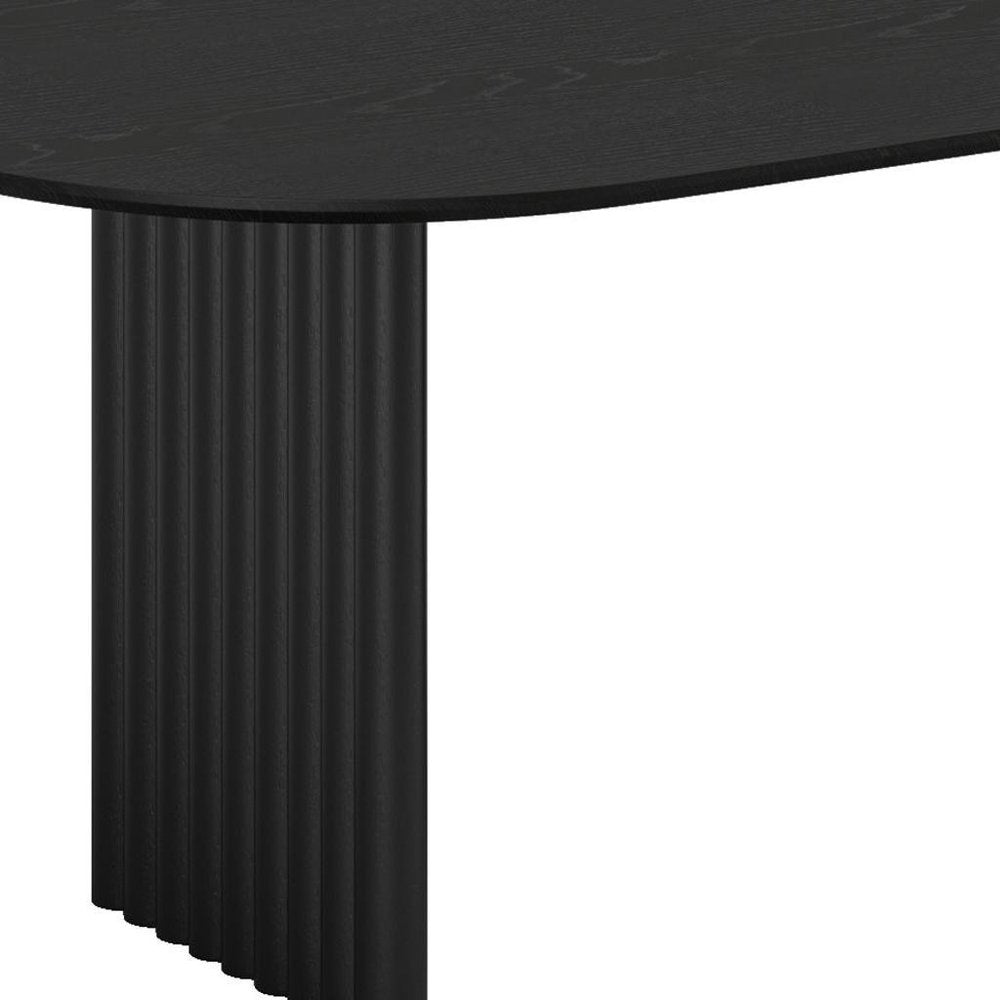 79" Black Solid Wood Double Pedestal Base Oval Dining Table HomeRoots