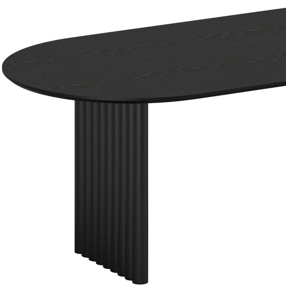 79" Black Solid Wood Double Pedestal Base Oval Dining Table HomeRoots