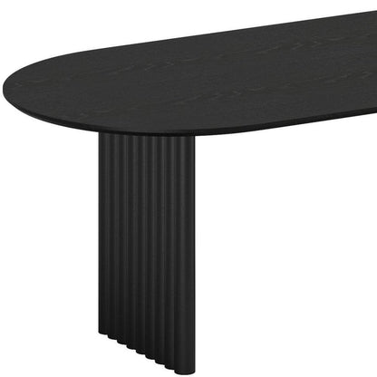 79" Black Solid Wood Double Pedestal Base Oval Dining Table HomeRoots