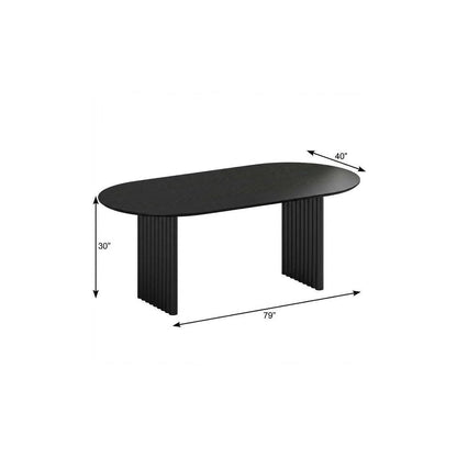 79" Black Solid Wood Double Pedestal Base Oval Dining Table HomeRoots