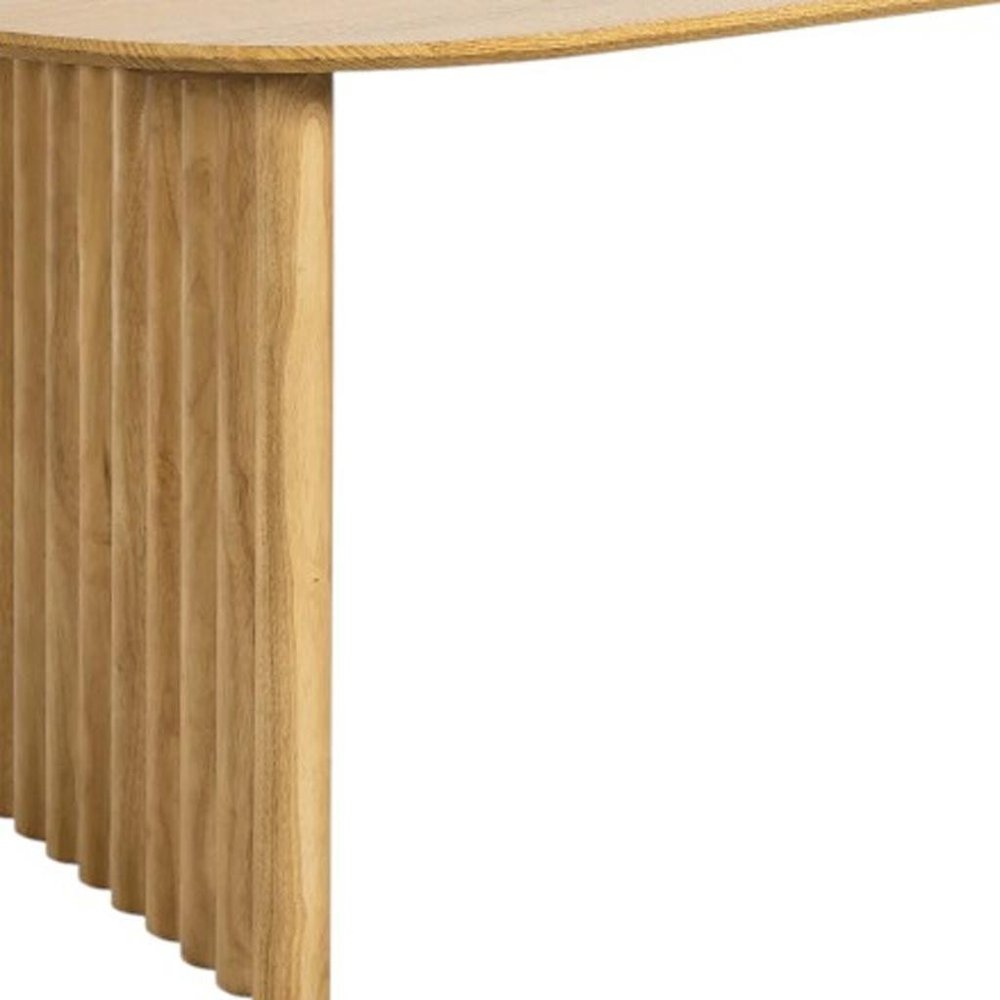 79" Natural Solid Wood Double Pedestal Base Oval Dining Table — view 2