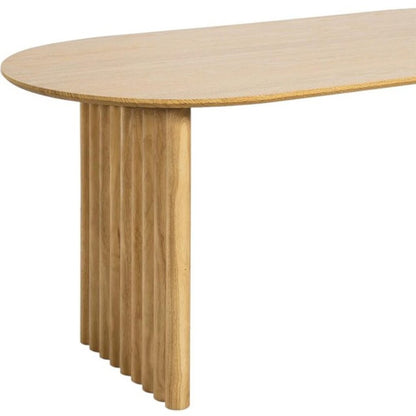 79" Natural Solid Wood Double Pedestal Base Oval Dining Table