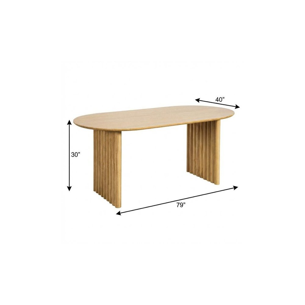79" Natural Solid Wood Double Pedestal Base Oval Dining Table HomeRoots