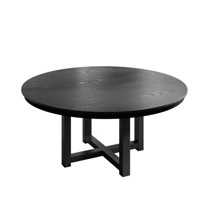 59" Black Solid Wood Cross Leg Base Round Top Dining Table HomeRoots