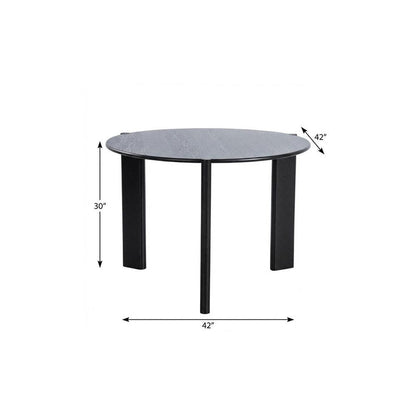 42" Black Solid Wood Three Leg Base Round Top Dining Table HomeRoots
