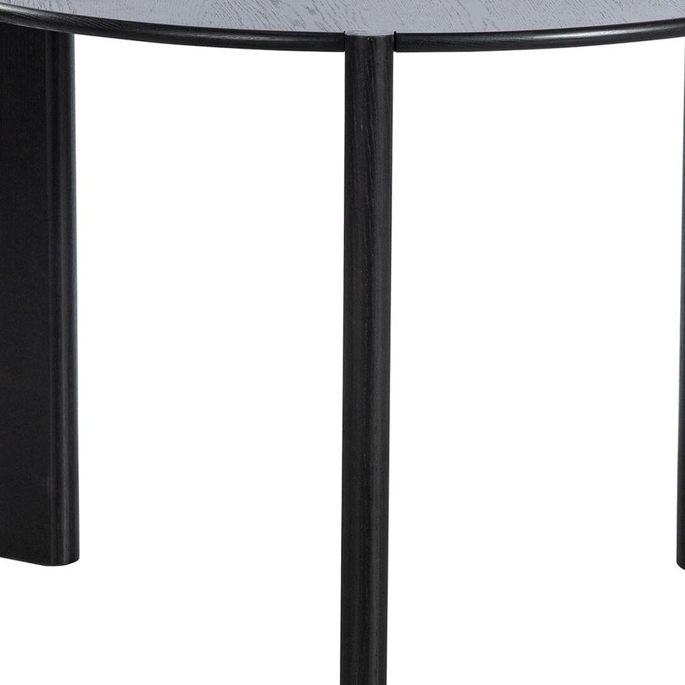 42" Black Solid Wood Three Leg Base Round Top Dining Table HomeRoots