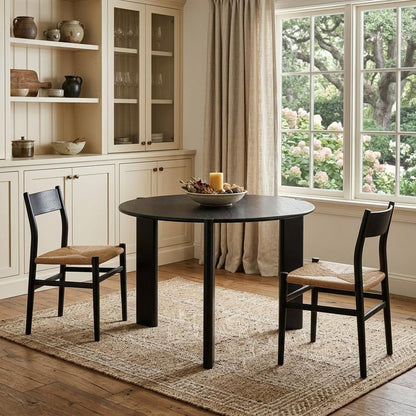 42" Black Solid Wood Three Leg Base Round Top Dining Table HomeRoots