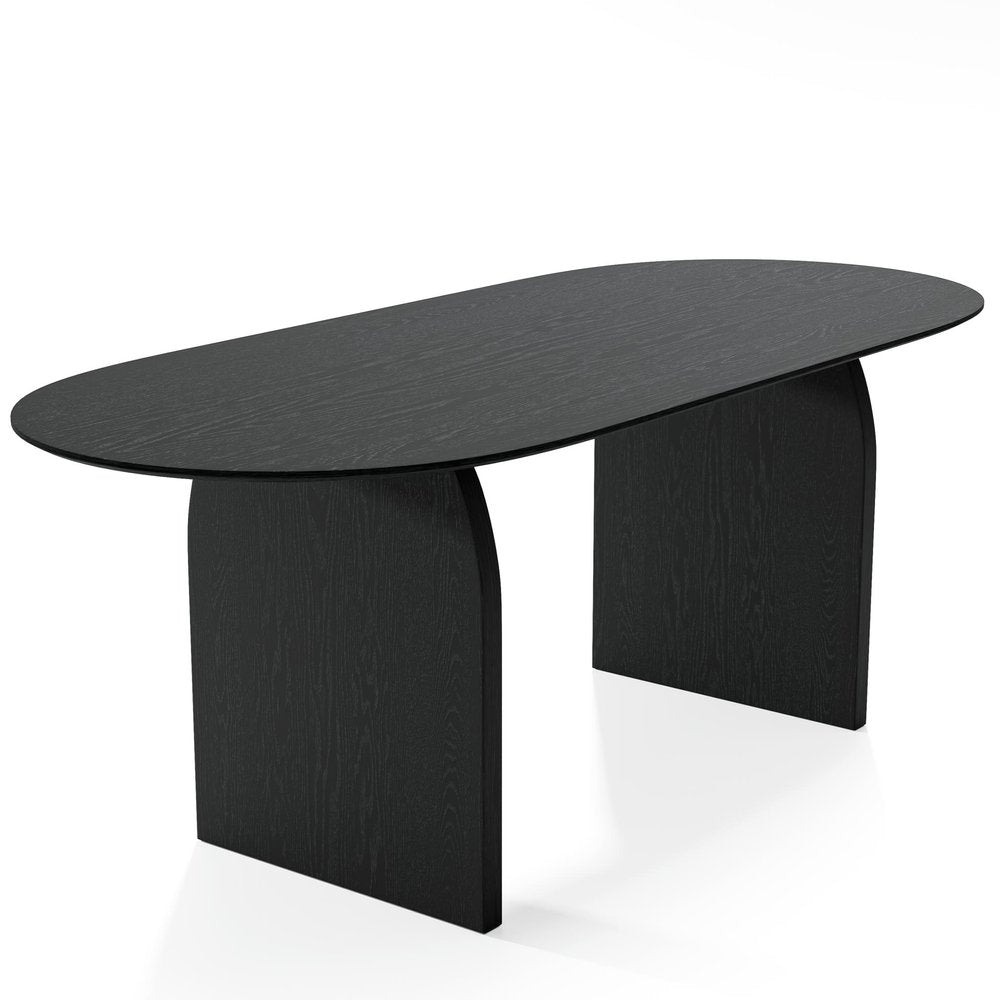 79" Black Solid Wood Double Pedestal Base Oval Dining Table HomeRoots