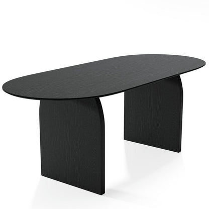 79" Black Solid Wood Double Pedestal Base Oval Dining Table HomeRoots