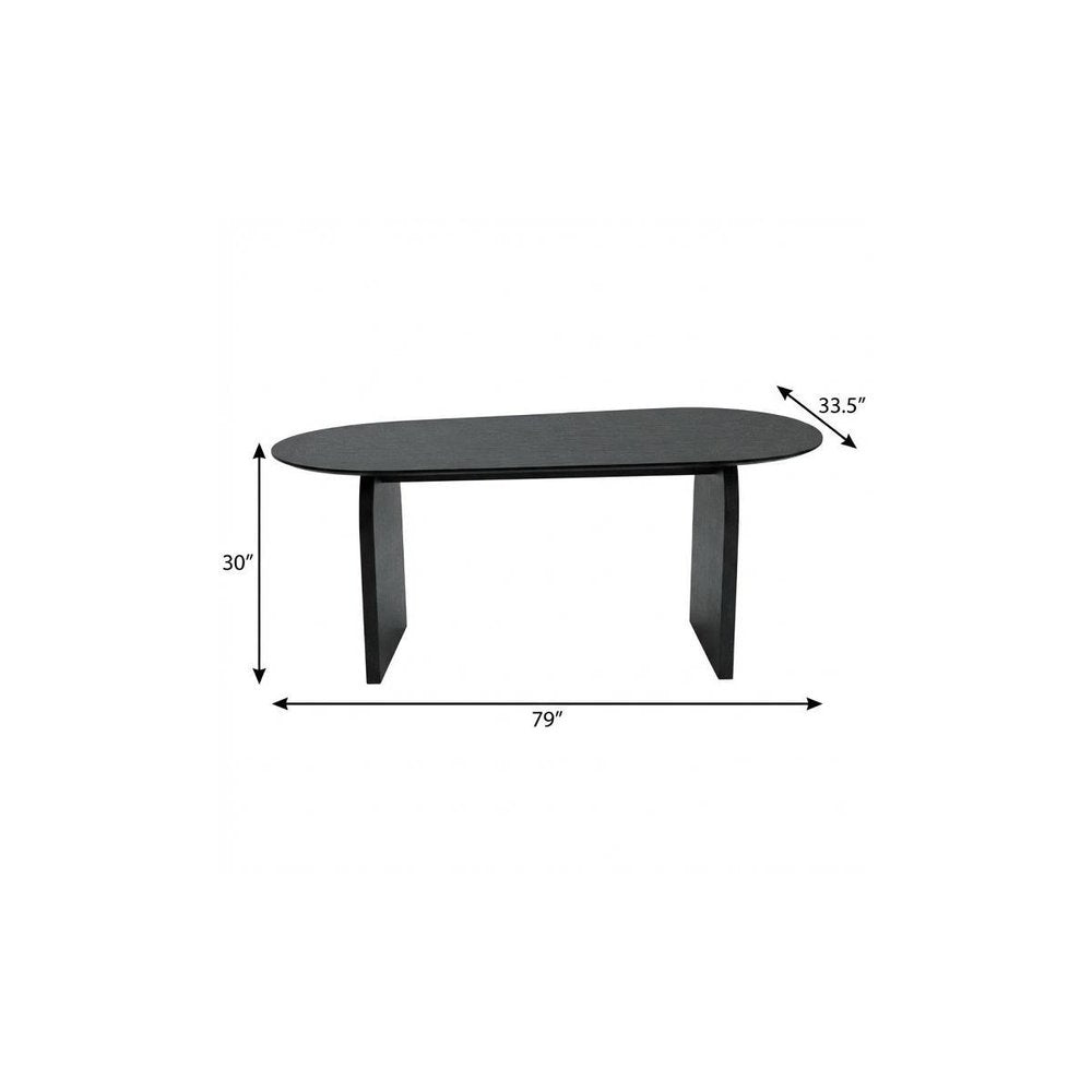 79" Black Solid Wood Double Pedestal Base Oval Dining Table HomeRoots