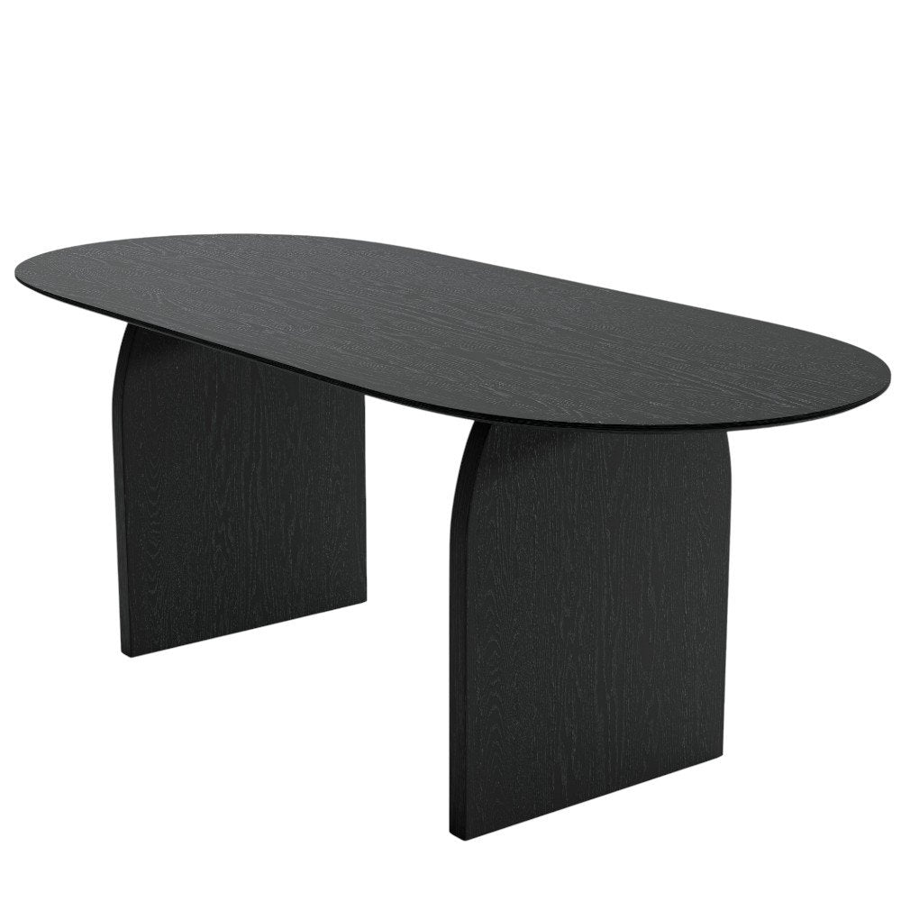 79" Black Solid Wood Double Pedestal Base Oval Dining Table HomeRoots
