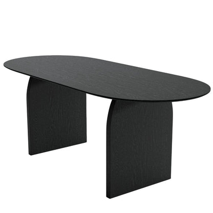 79" Black Solid Wood Double Pedestal Base Oval Dining Table HomeRoots