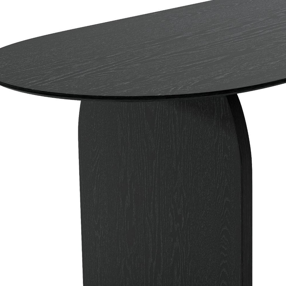 79" Black Solid Wood Double Pedestal Base Oval Dining Table HomeRoots