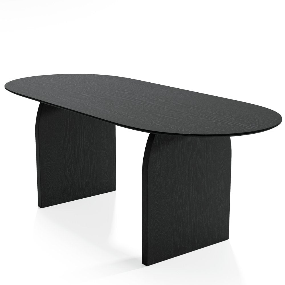 79" Black Solid Wood Double Pedestal Base Oval Dining Table HomeRoots