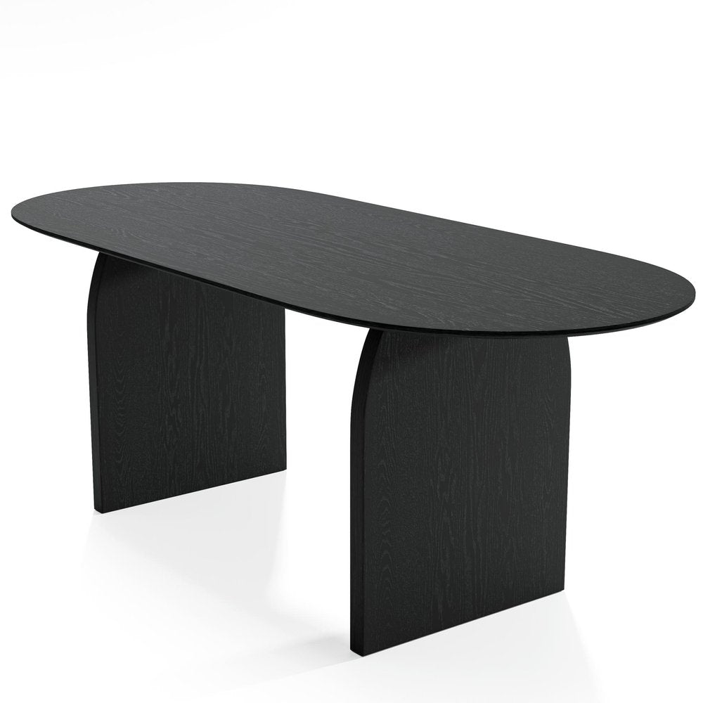 79" Black Solid Wood Double Pedestal Base Oval Dining Table HomeRoots