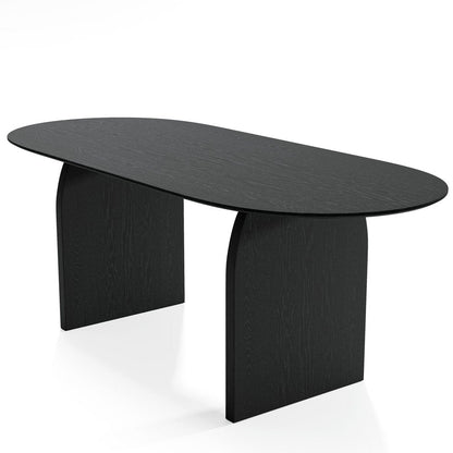 79" Black Solid Wood Double Pedestal Base Oval Dining Table HomeRoots