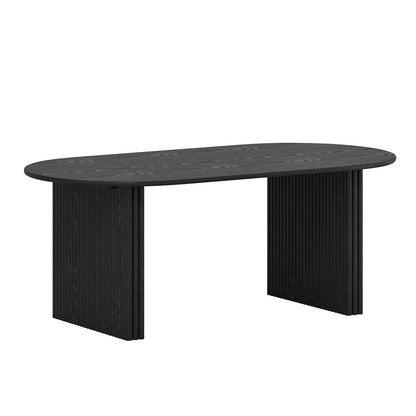 67" Black Solid Wood Double Pedestal Base Oval Dining Table HomeRoots