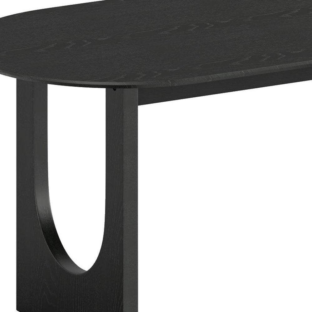 67" Black Solid Wood Double Pedestal Base Oval Dining Table HomeRoots