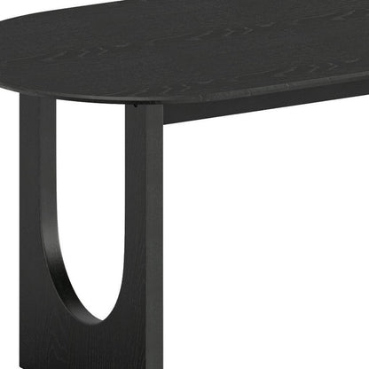 67" Black Solid Wood Double Pedestal Base Oval Dining Table HomeRoots