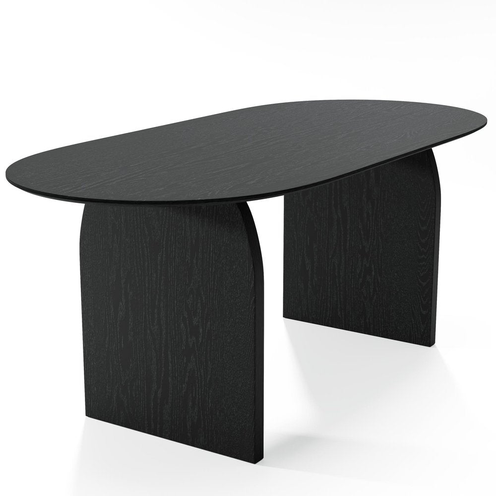67" Black Solid Wood Double Pedestal Base Oval Dining Table — view 4