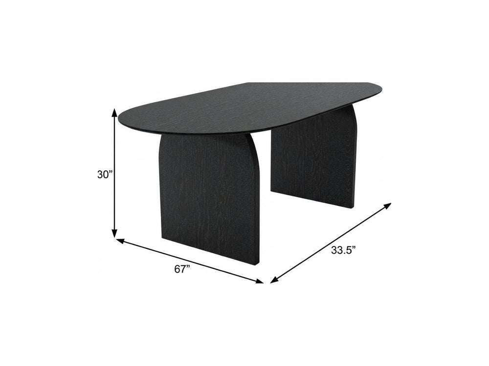 67" Black Solid Wood Double Pedestal Base Oval Dining Table HomeRoots