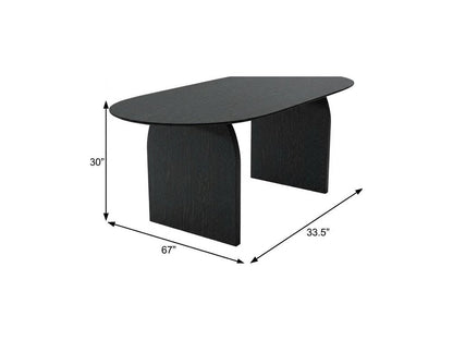 67" Black Solid Wood Double Pedestal Base Oval Dining Table HomeRoots