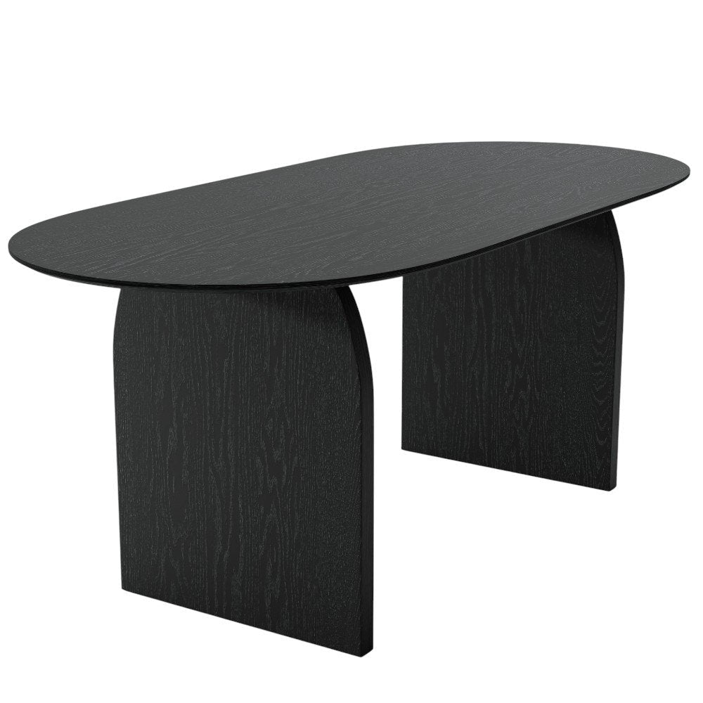 67" Black Solid Wood Double Pedestal Base Oval Dining Table — view 7