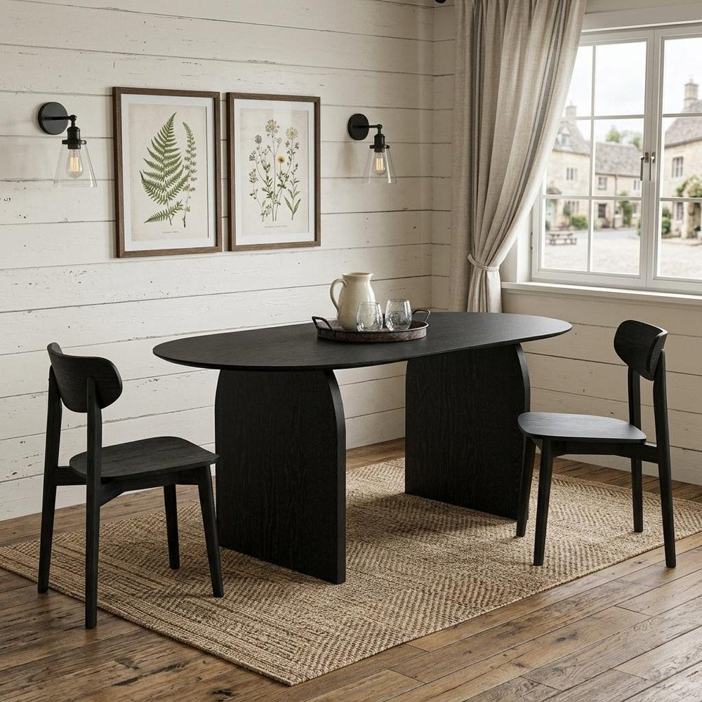 67" Black Solid Wood Double Pedestal Base Oval Dining Table HomeRoots